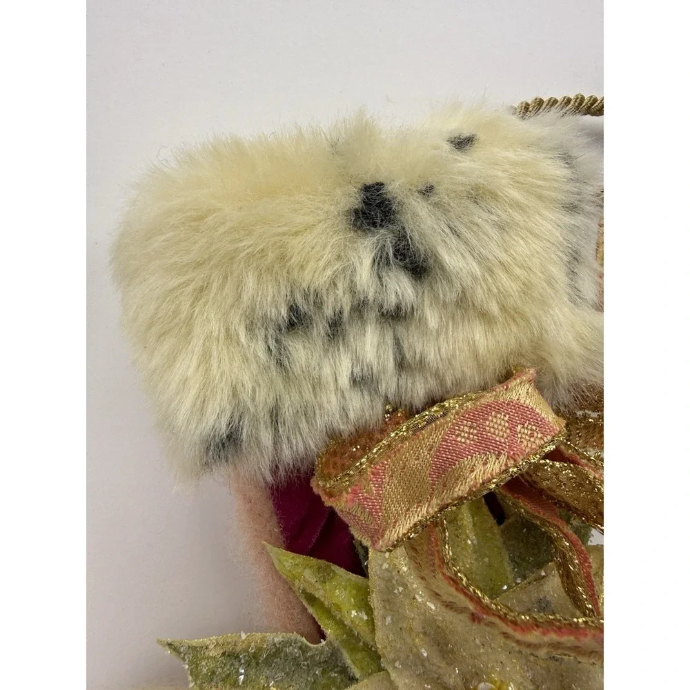 Lenae May Petite Whimsical‎ Artisan Christmas Stocking Pink Wool Signed
